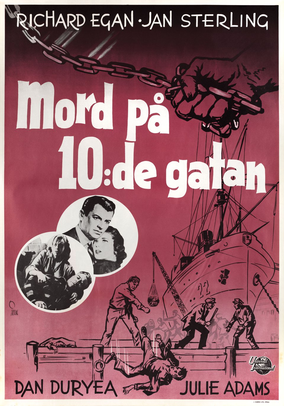 Slaughter on Tenth Avenue Original 1957 Swedish B1 Movie Poster