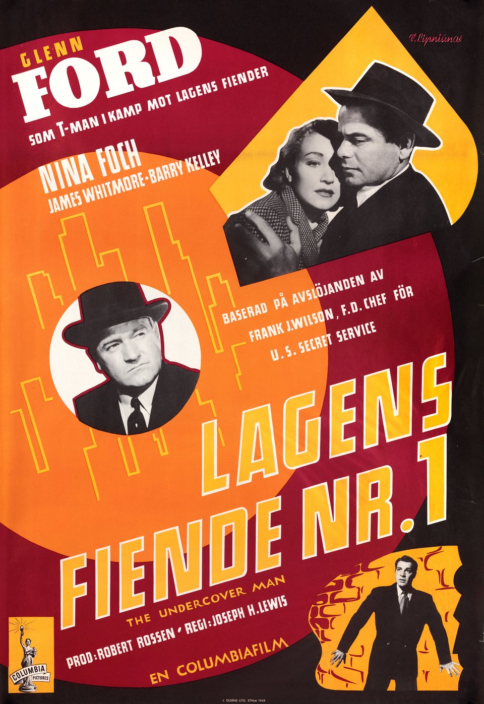 The Undercover Man Original 1949 Swedish B1 Movie Poster
