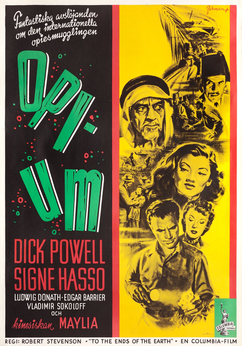To the Ends of the Earth Original 1948 Swedish B1 Movie Poster