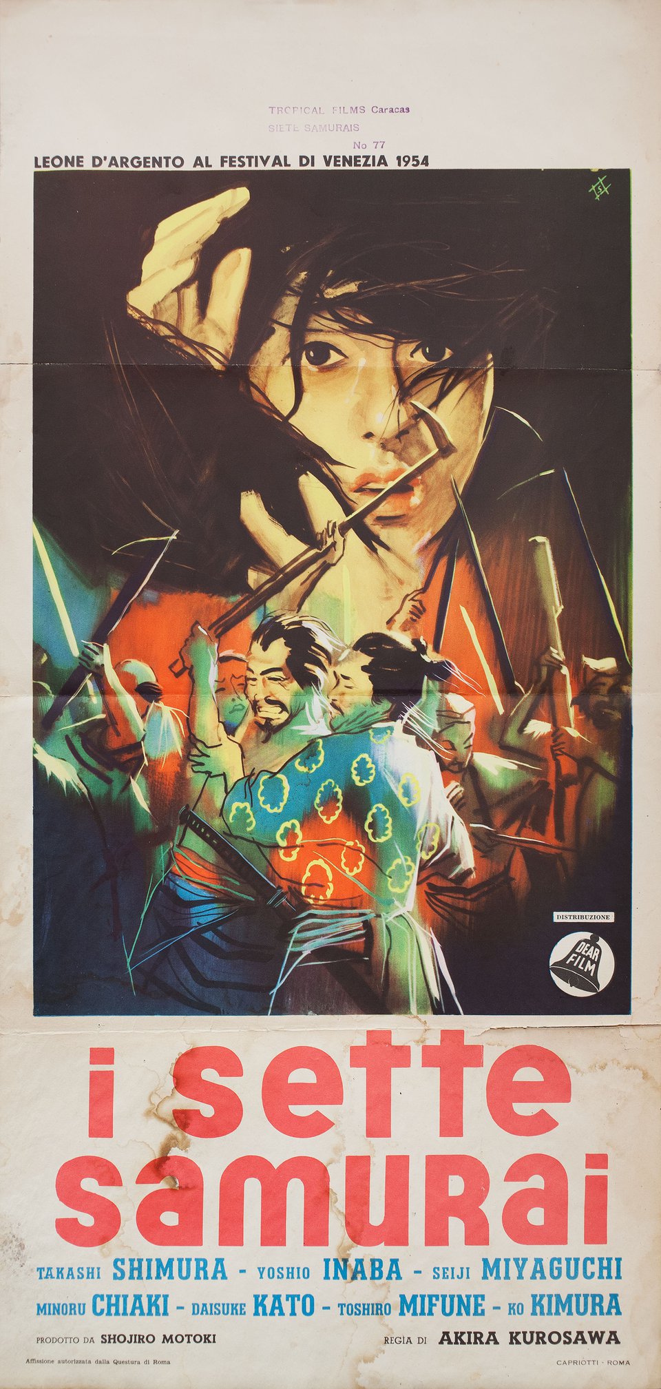 Seven Samurai Original 1954 Italian Locandina Movie Poster