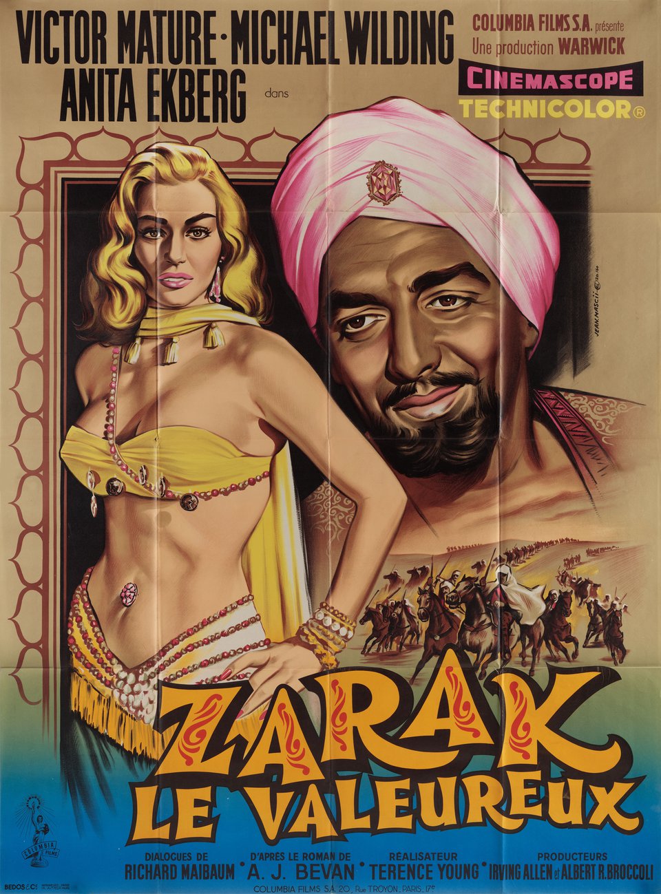 Zarak Original 1956 French Grande Movie Poster