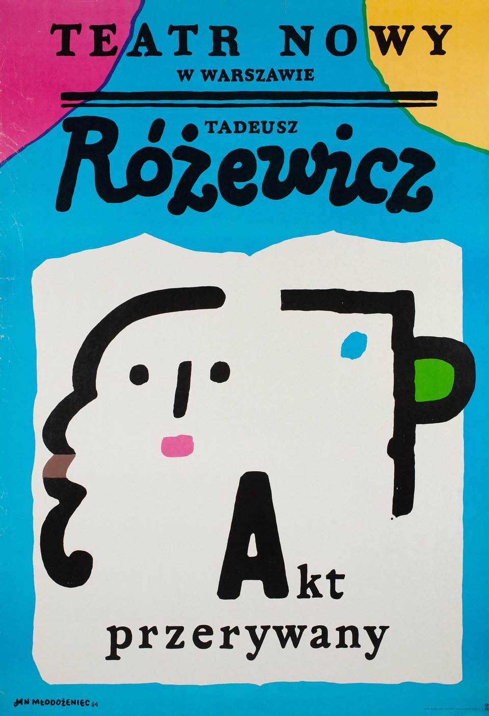 Tadeusz Rozewicz: Akt Przerywany Original 1984 Polish B1 Poster