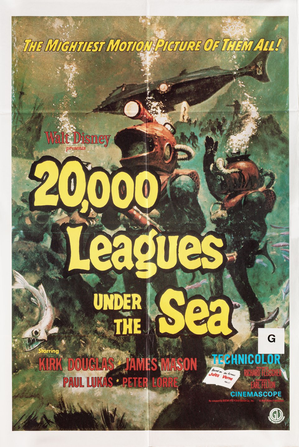 20 000 Leagues Under The Sea Original R1970s Australian One Sheet Movie 20 000 Leagues Under The Sea Original R1970s Australian One Sheet Movie