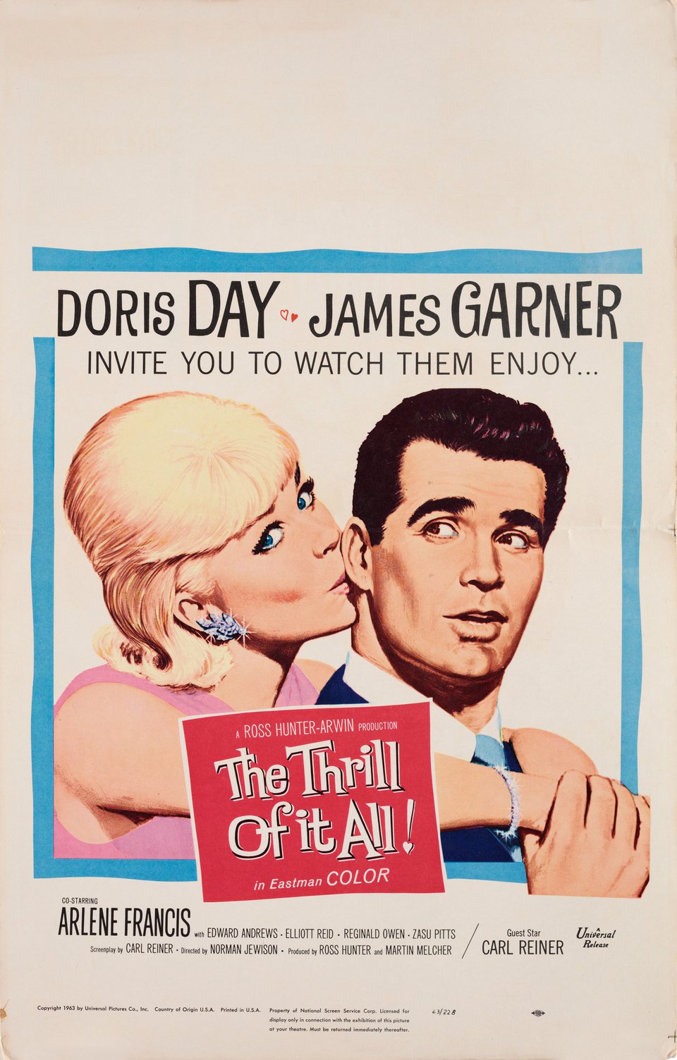 The Thrill of It All Original 1963 U.S. Window Card Movie Poster