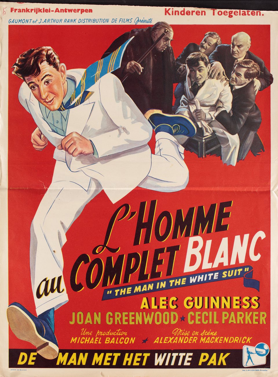 The Man in the White Suit Original 1952 Belgian Movie Poster