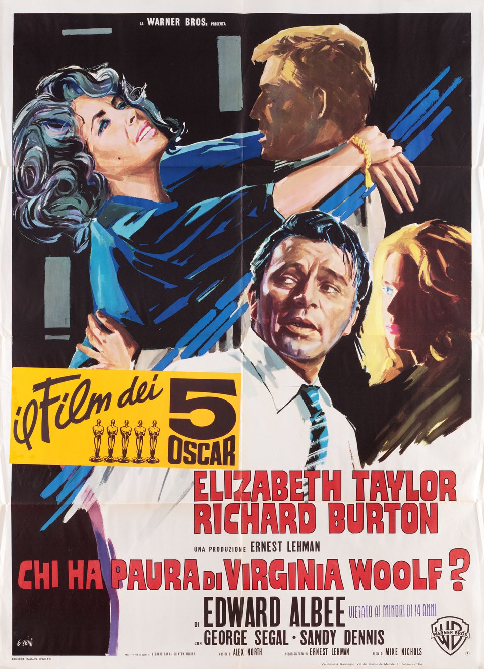 Who's Afraid of Virginia Woolf? Original 1966 Italian Due Foglio Movie Poster