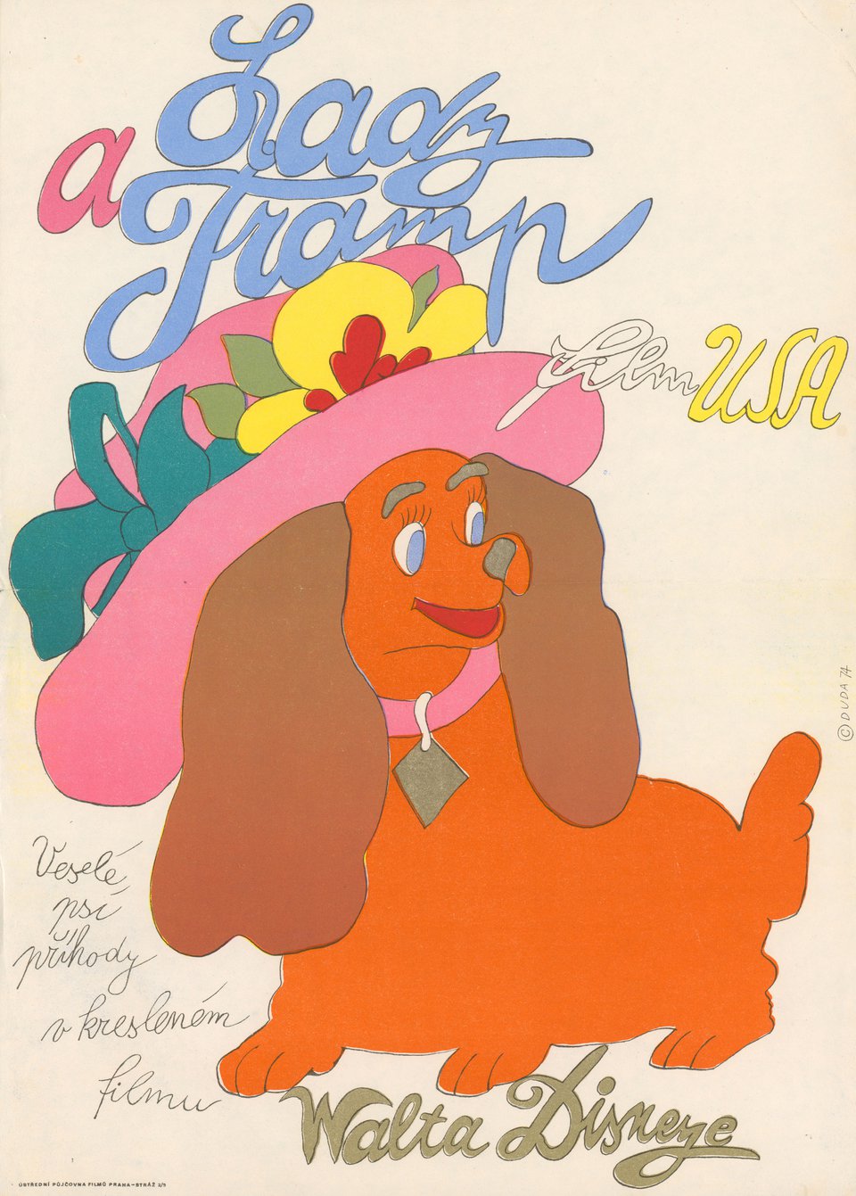 Lady and the Tramp Original 1974 Czech A3 Movie Poster