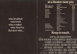 Young Frankenstein Original 1975 U.S. Screening Movie Program Alternate Image