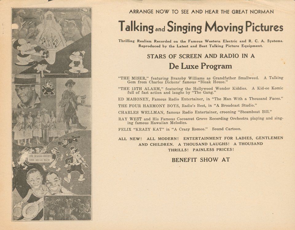 The Great Norman Talking and Singing Moving Pictures Original 1920s U.S. Movie Herald