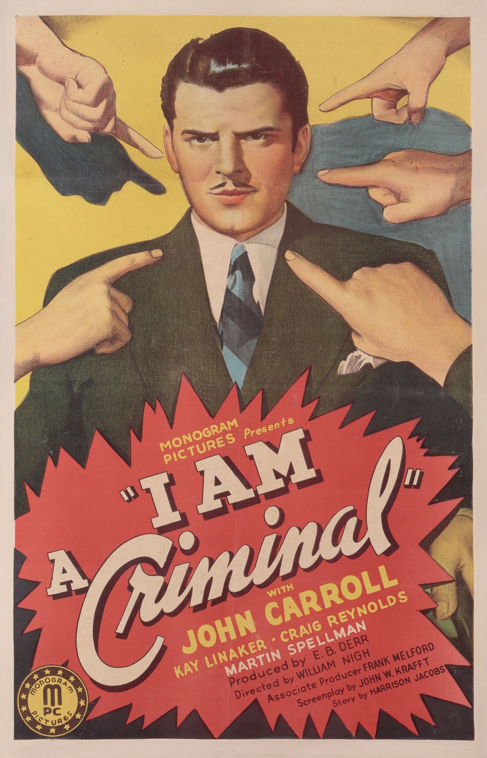 I Am a Criminal Original 1939 U.S. One Sheet Movie Poster
