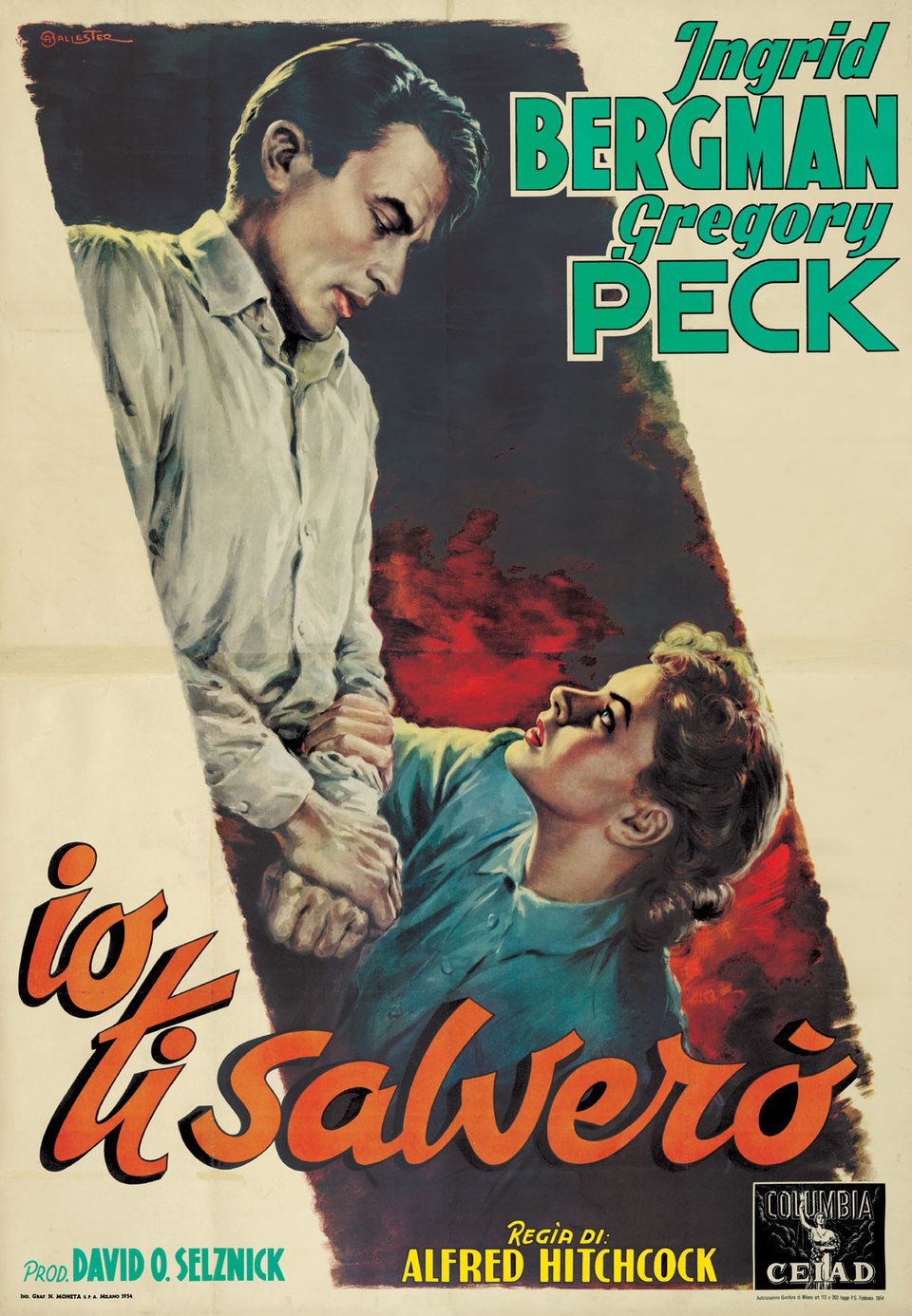 Spellbound Original R1954 Italian Quattro Foglio Movie Poster