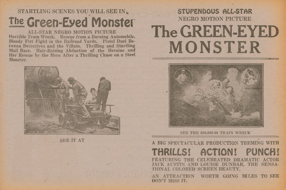 The Green-Eyed Monster Original 1919 U.S. Movie Herald