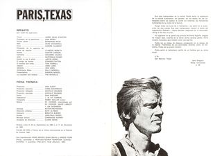 Paris, Texas Original 1984 Spanish Movie Program Alternate Image