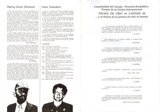 Paris, Texas Original 1984 Spanish Movie Program Alternate Image