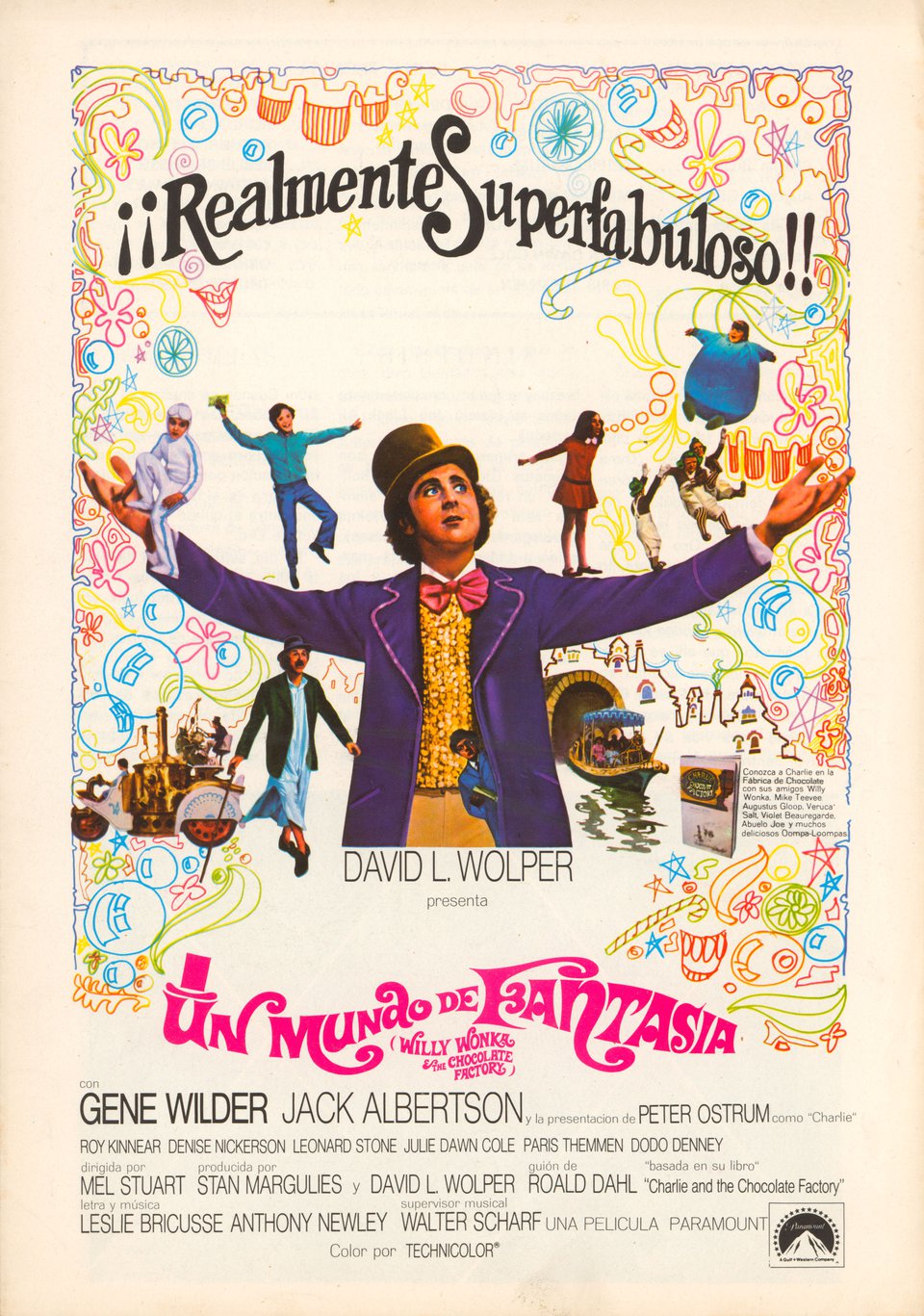 Willy Wonka & the Chocolate Factory Original 1971 Spanish Movie Pressbook