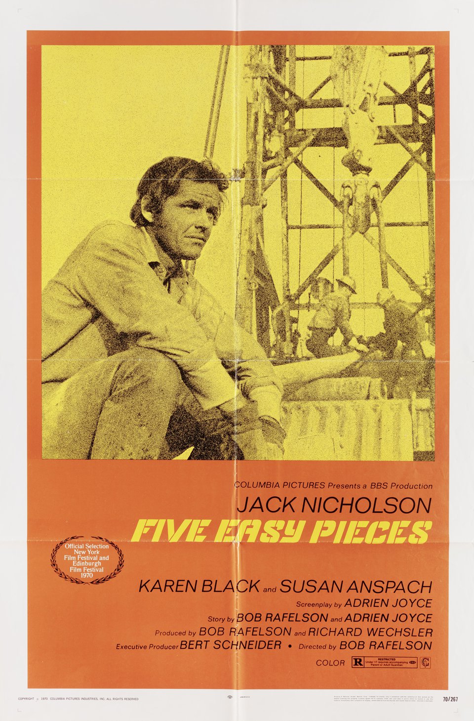 Five Easy Pieces Original 1970 U.S. One Sheet Movie Poster
