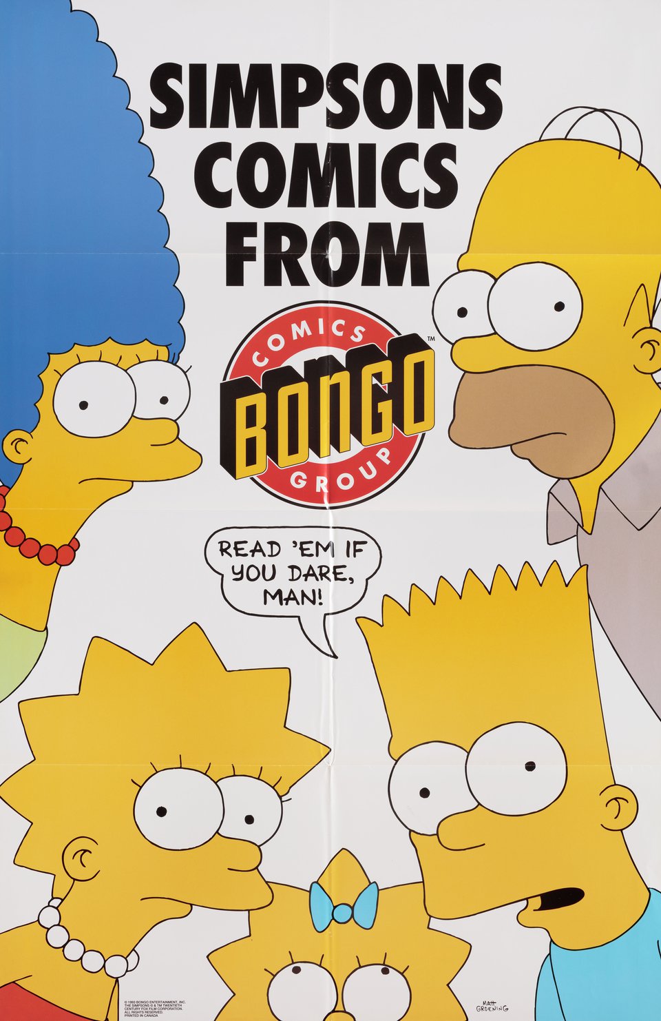 Simpsons Comics from Bongo Original 1993 Canadian Movie Poster