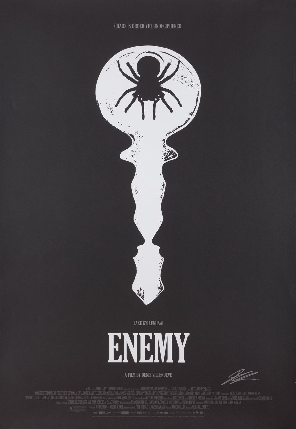 Enemy Original 2013 U.S. One Sheet Movie Poster Signed by Denis Villeneuve