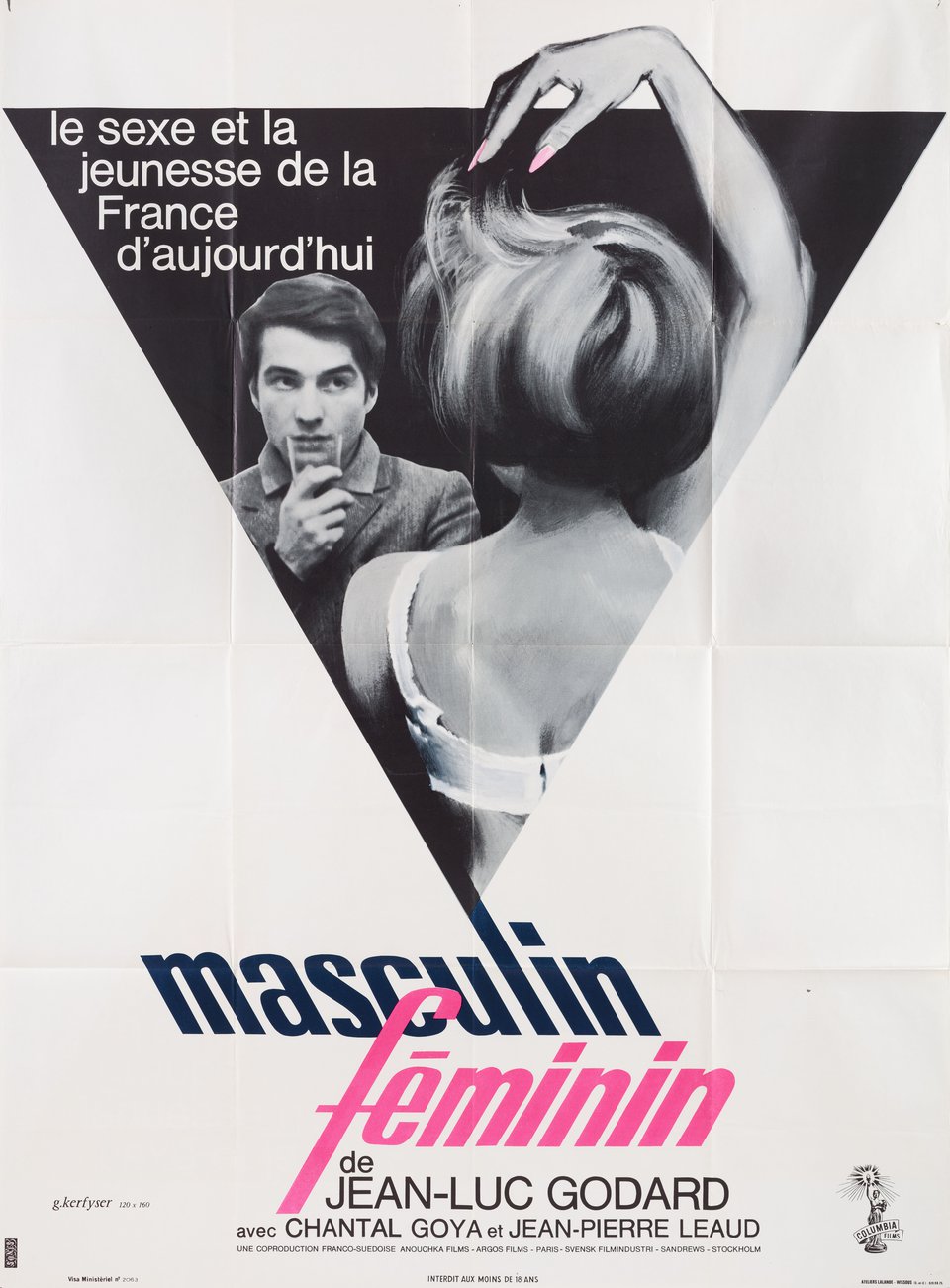 Masculin Feminin Original 1966 French Grande Movie Poster