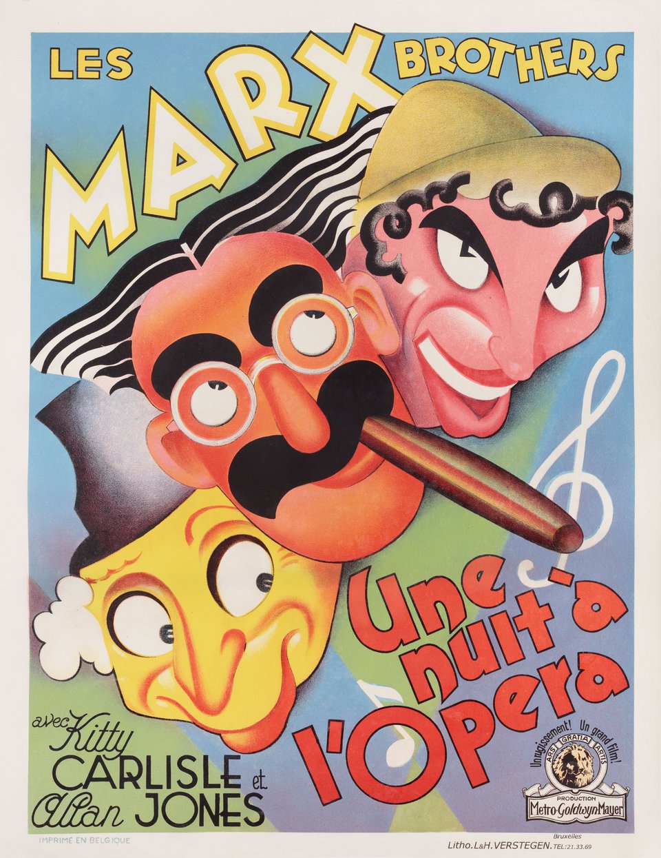 A Night at the Opera Original 1935 Belgian A1 Movie Poster