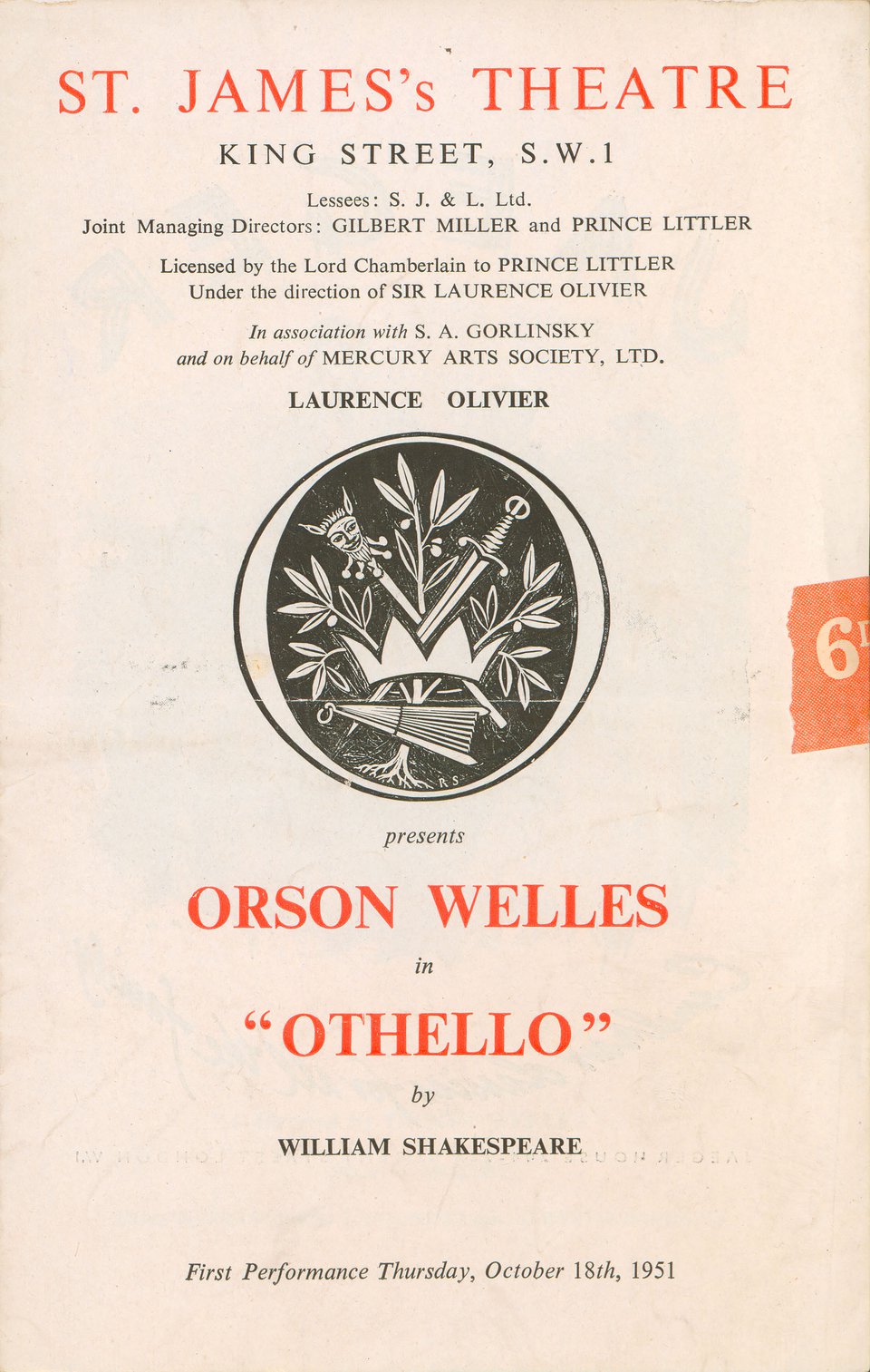 Othello Original 1951 British Program