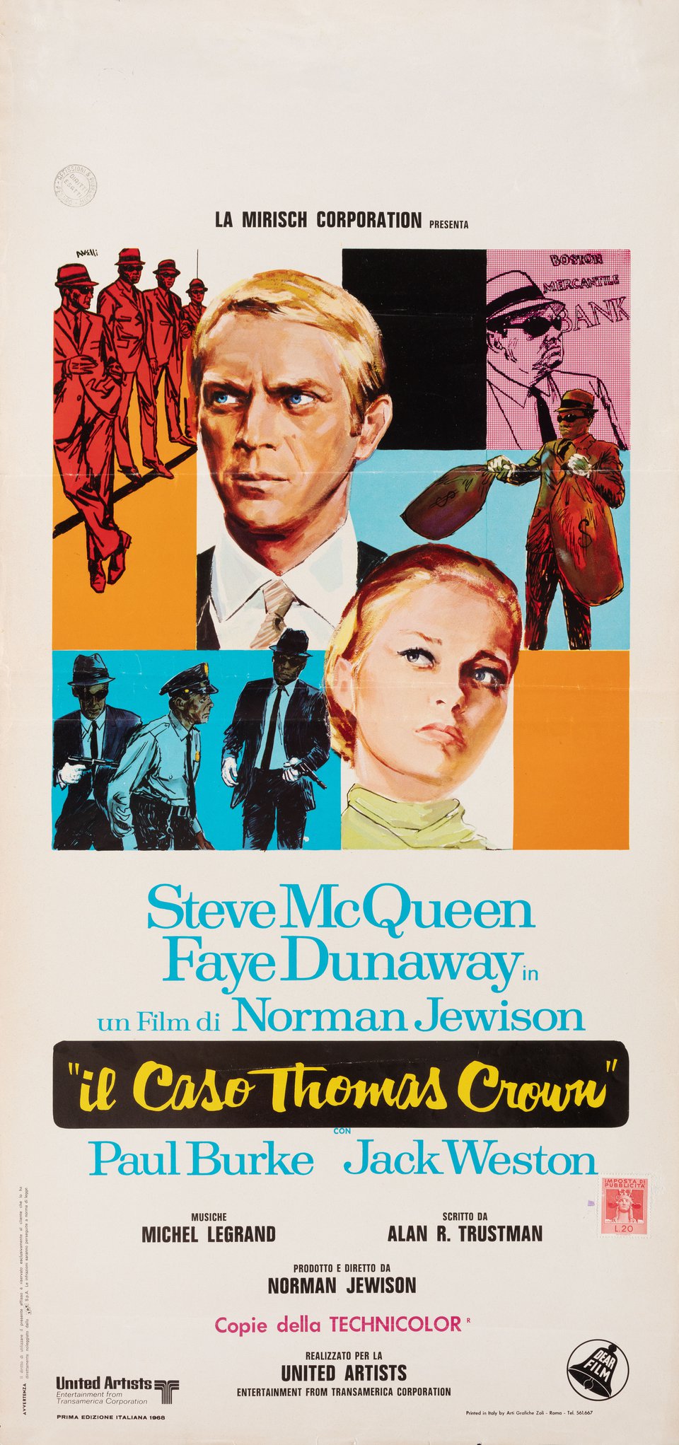 The Thomas Crown Affair Original 1968 Italian Locandina Movie Poster