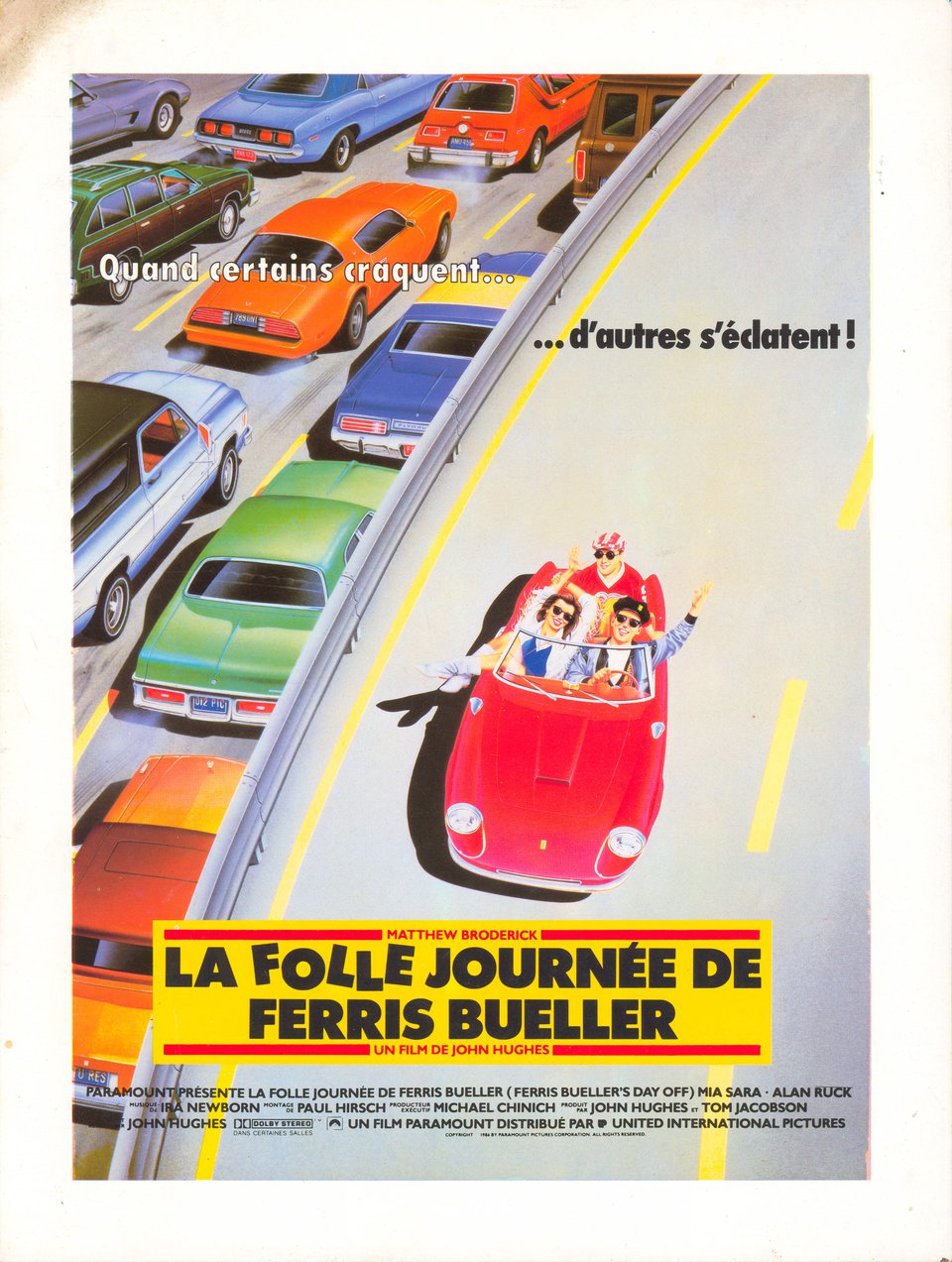 Ferris Bueller's Day Off Original 1986 French Press Sheet