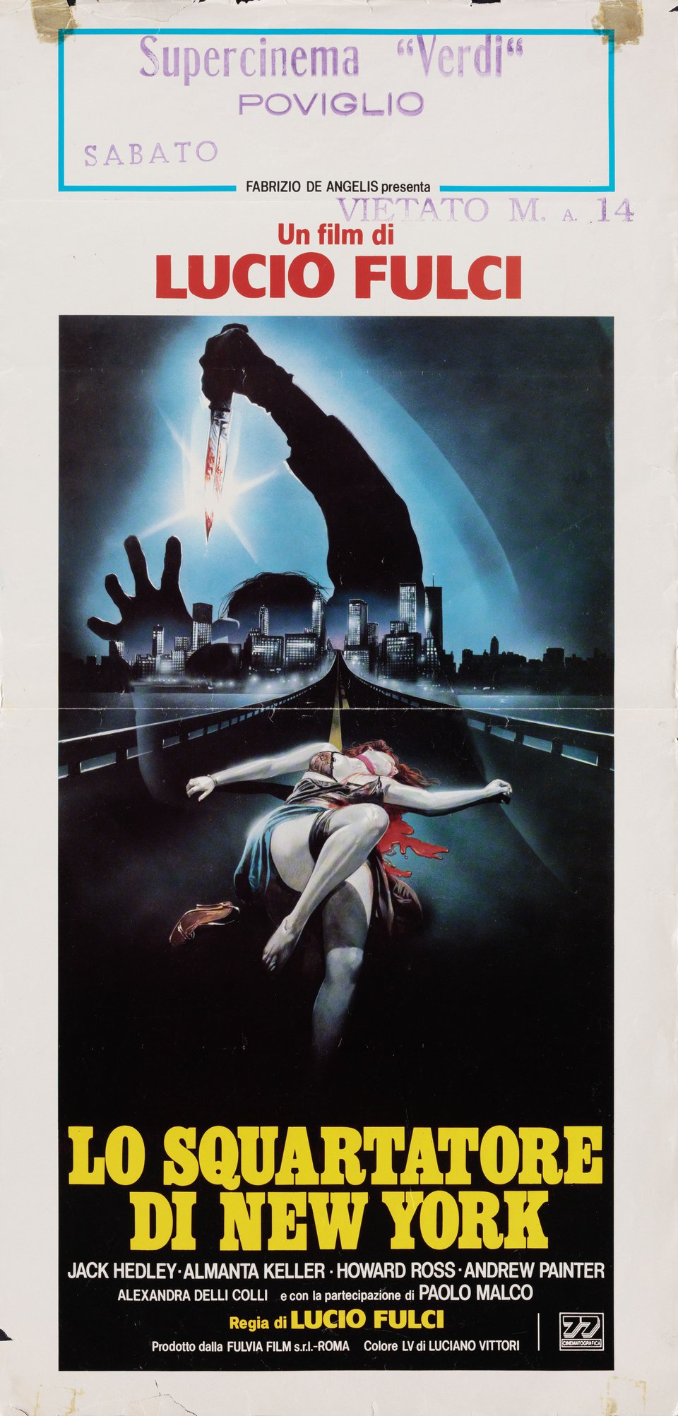 The New York Ripper Original 1982 Italian Locandina Movie Poster