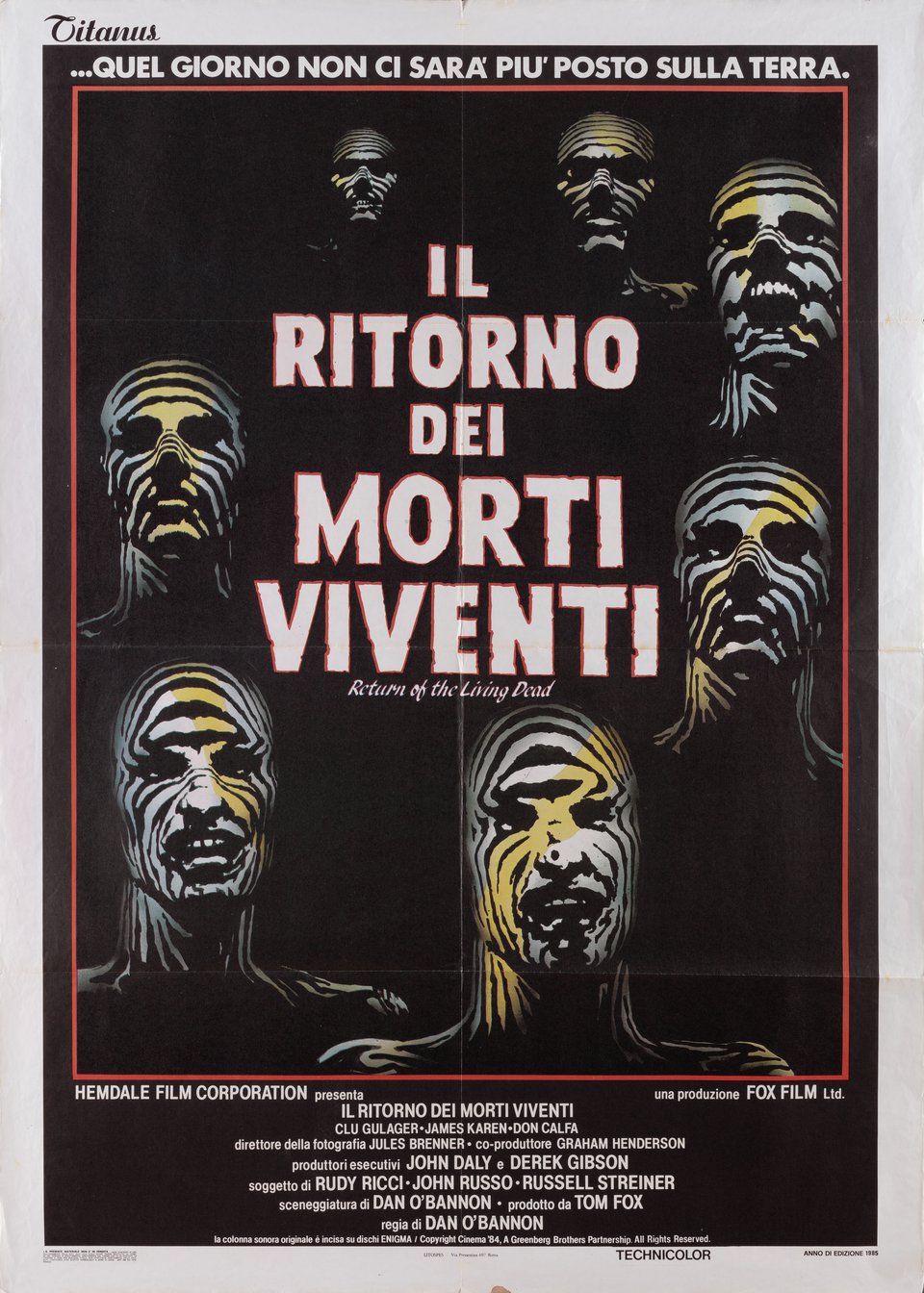 The Return of the Living Dead Original 1985 Italian Due Foglio Movie Poster
