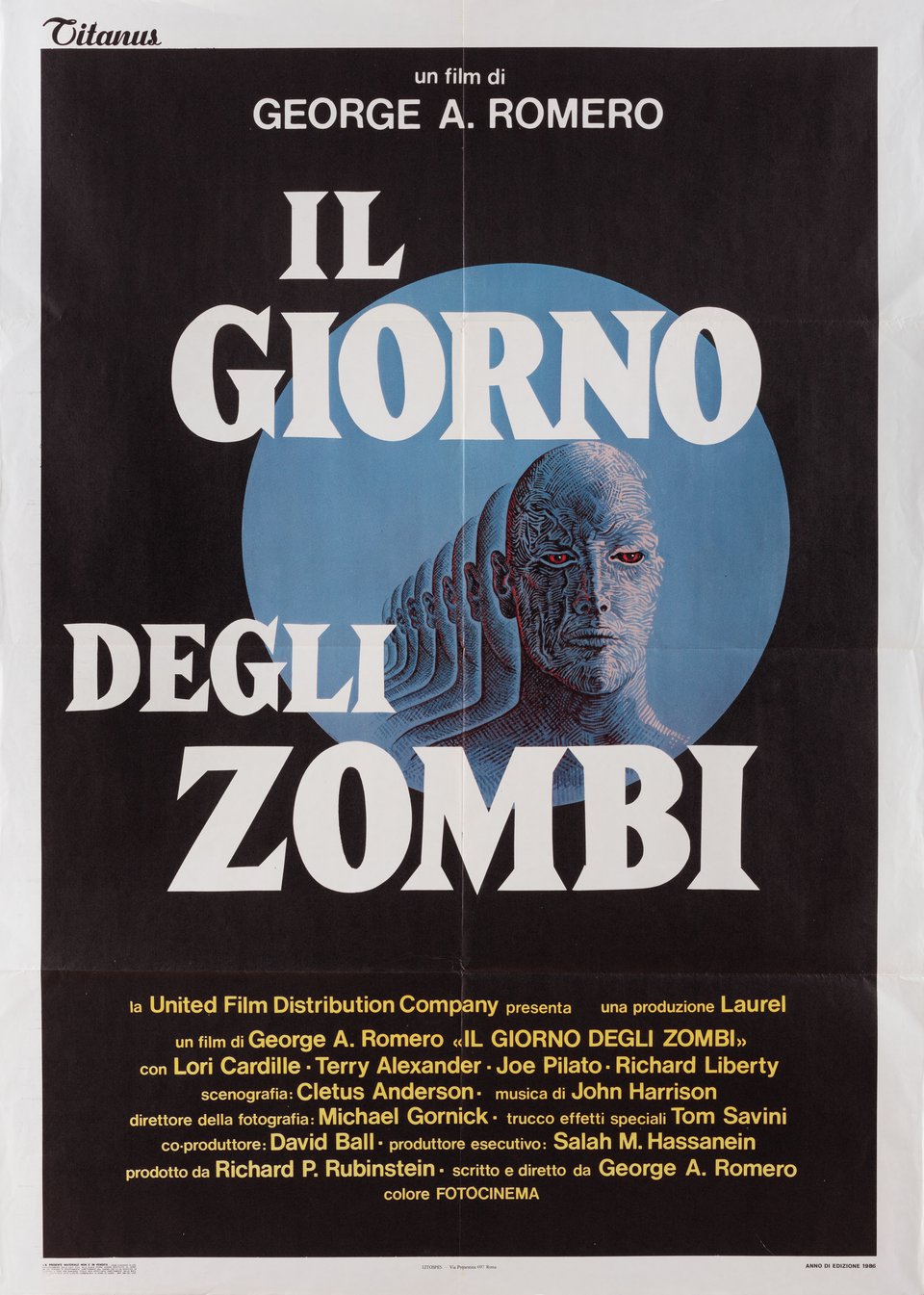 Day of the Dead Original 1986 Italian Due Foglio Movie Poster