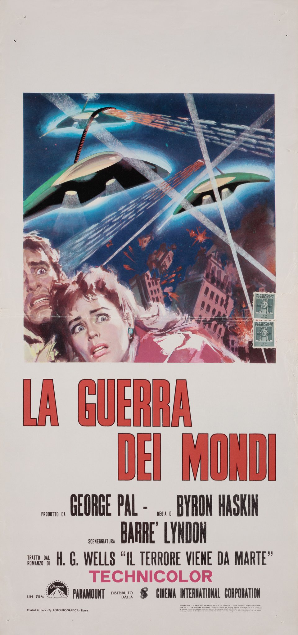 The War of the Worlds Original R1970s Italian Locandina Movie Poster