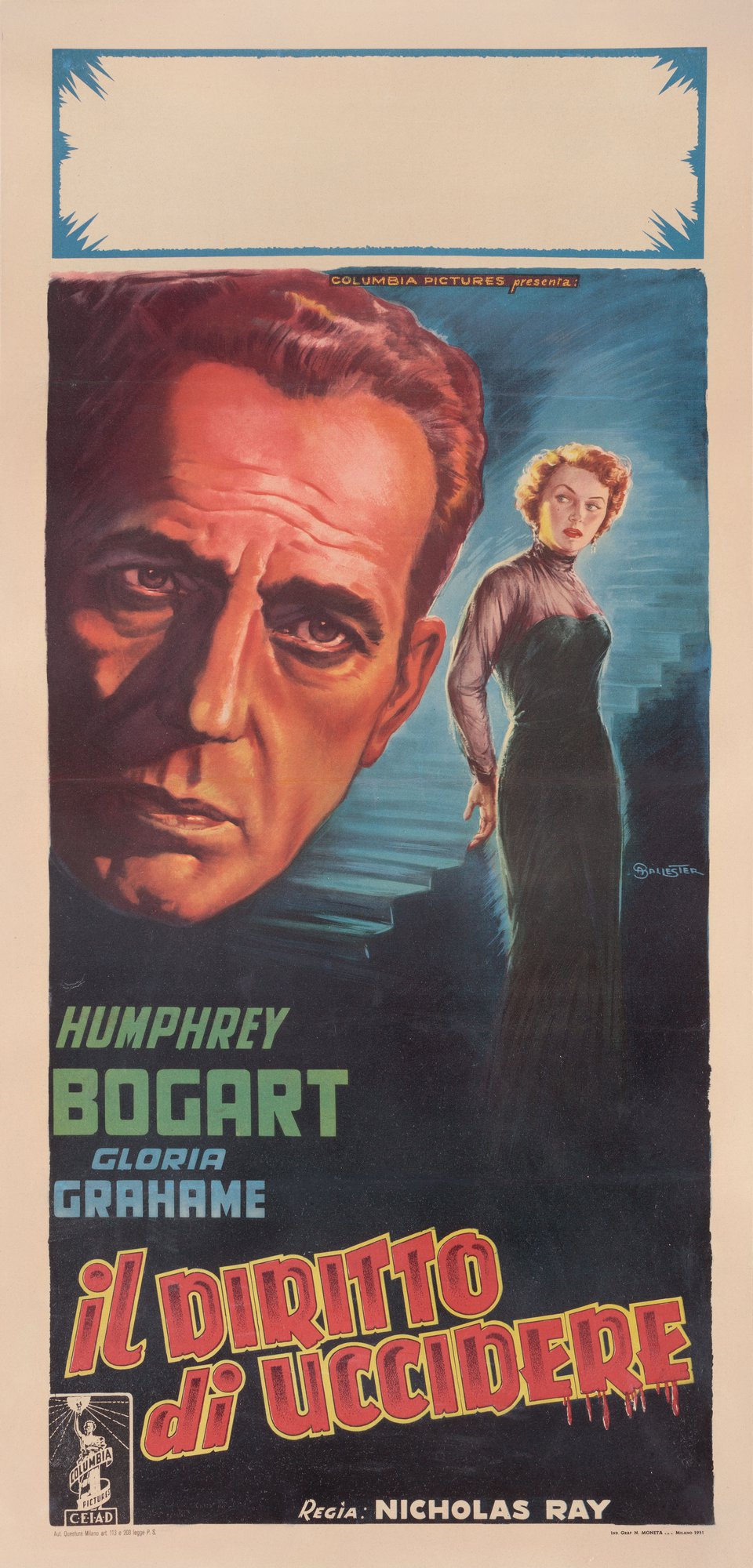 In a Lonely Place Original 1952 Italian Locandina Movie Poster