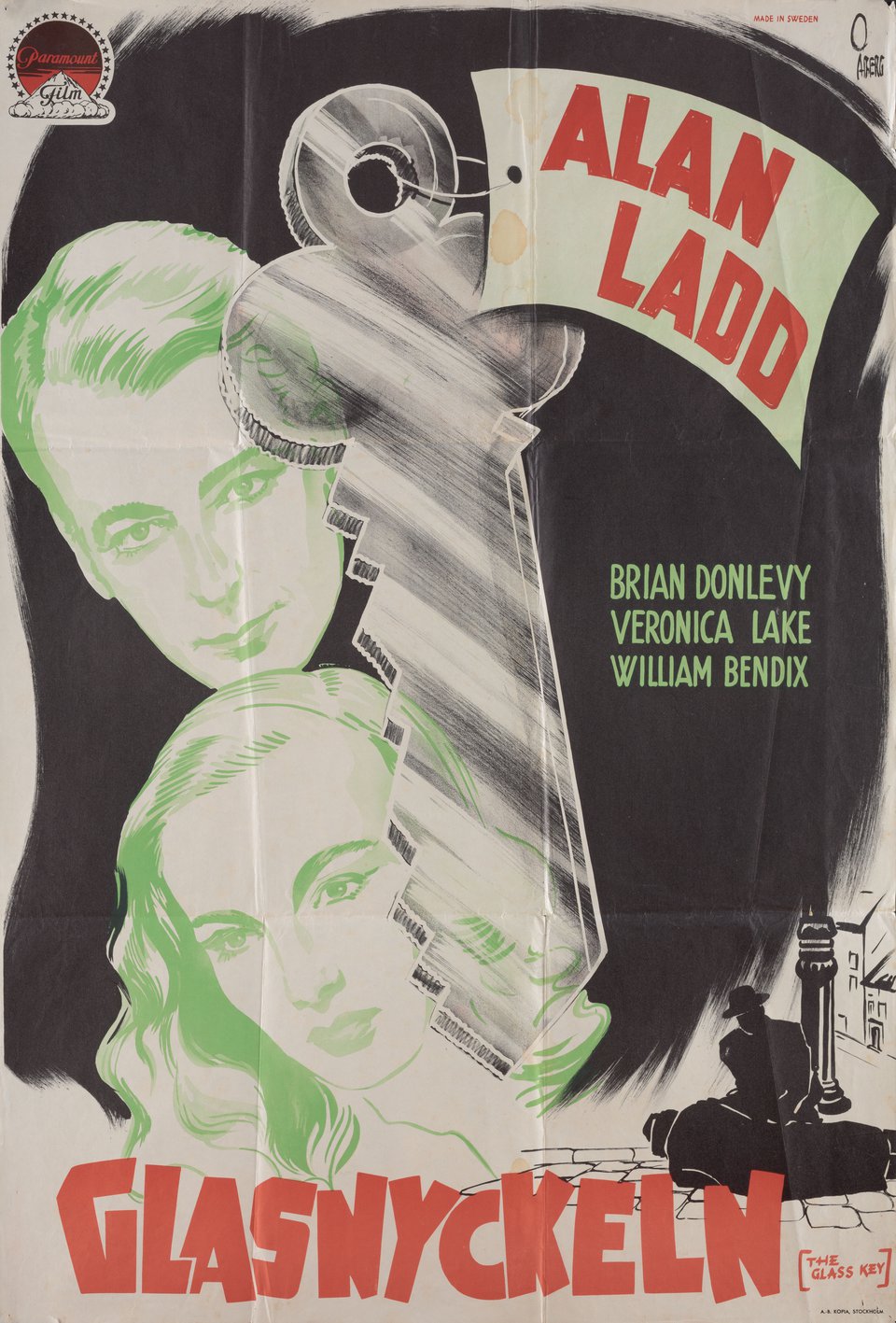The Glass Key Original 1942 Swedish B1 Movie Poster