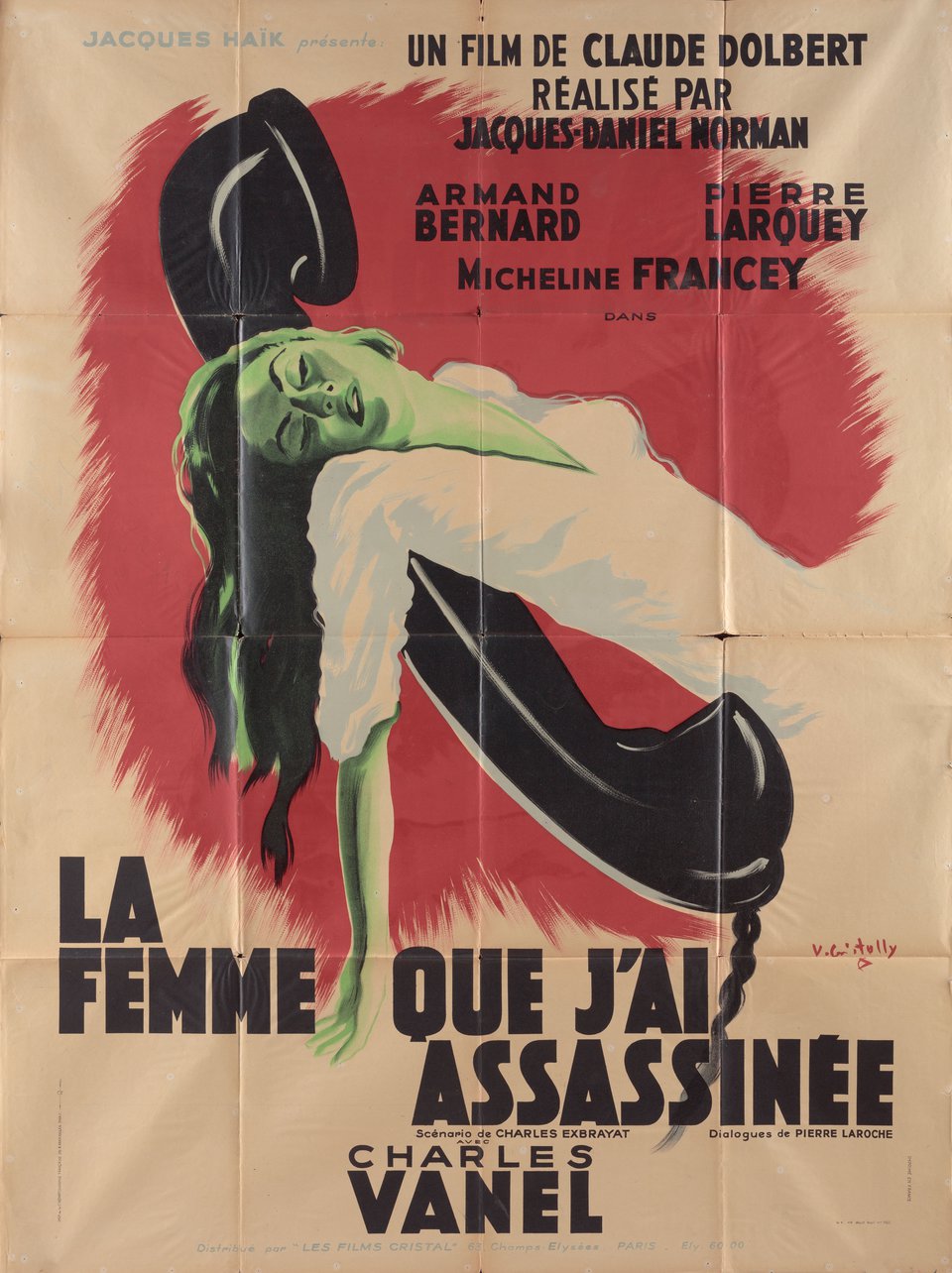 La femme que j'ai assassinee Original 1948 French Grande Movie Poster