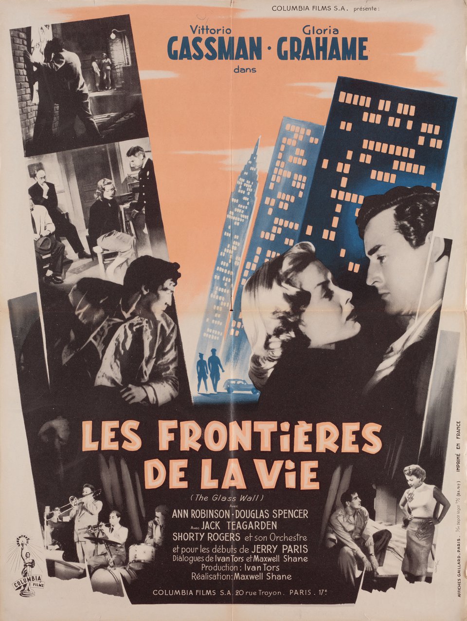 The Glass Wall Original 1953 French Moyenne Movie Poster