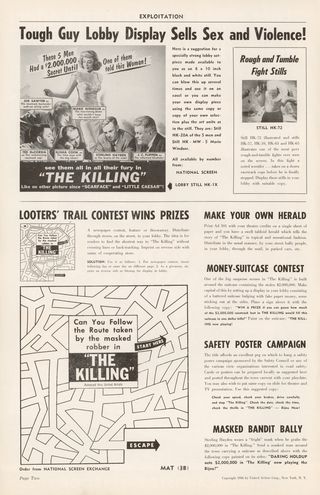 The Killing Original 1956 U.S. Movie Pressbook Alternate Image