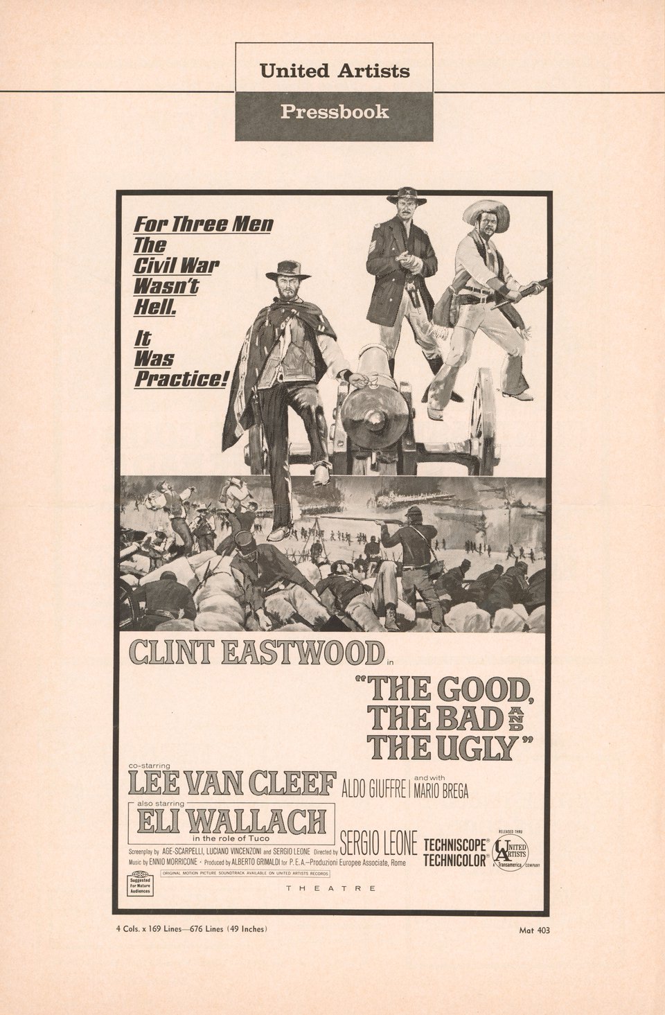 The Good, the Bad and the Ugly Original 1966 U.S. Movie Pressbook