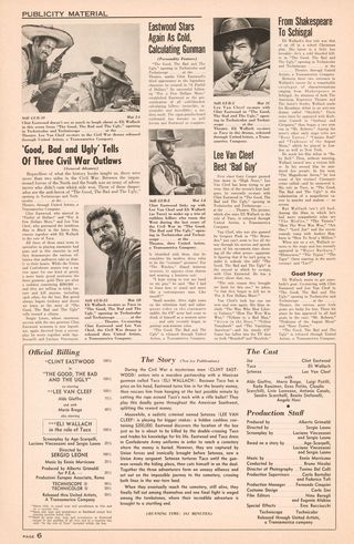 The Good, the Bad and the Ugly Original 1966 U.S. Movie Pressbook Alternate Image