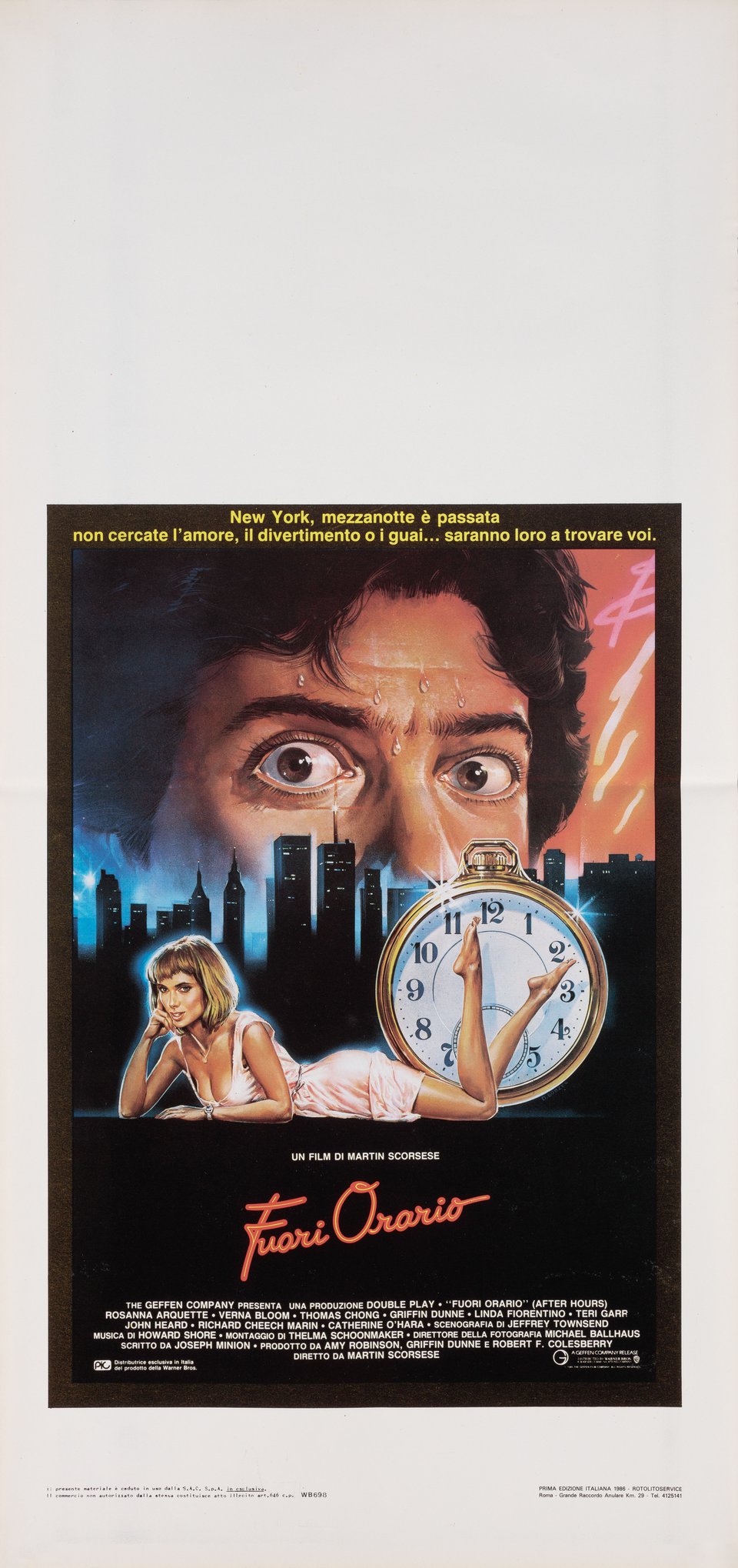 After Hours Original 1986 Italian Locandina Movie Poster
