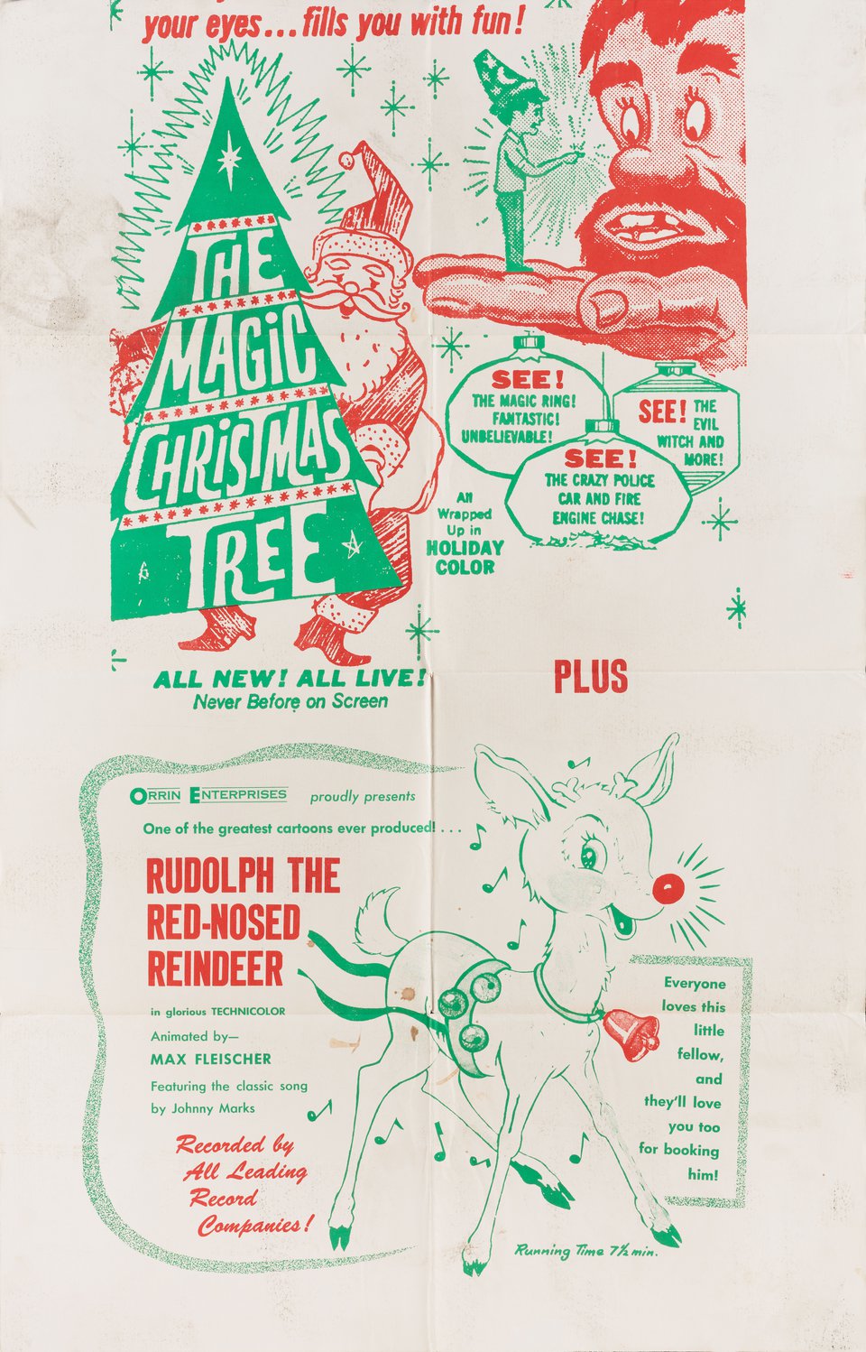Magic Christmas Tree / Rudolph the Red-Nosed Reindeer Original 1964 U.S. One Sheet Movie Poster