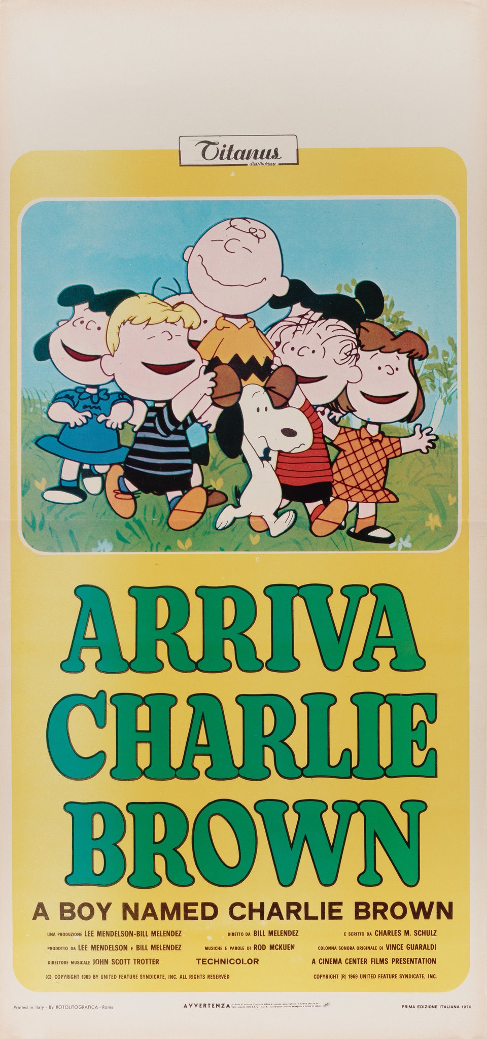 A Boy Named Charlie Brown Original 1970 Italian Locandina Movie Poster