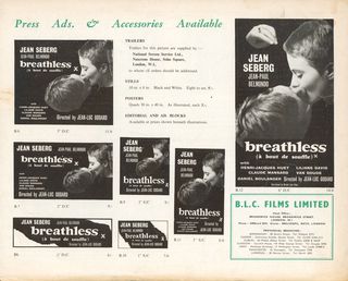 Breathless Original 1961 British Movie Pressbook Alternate Image