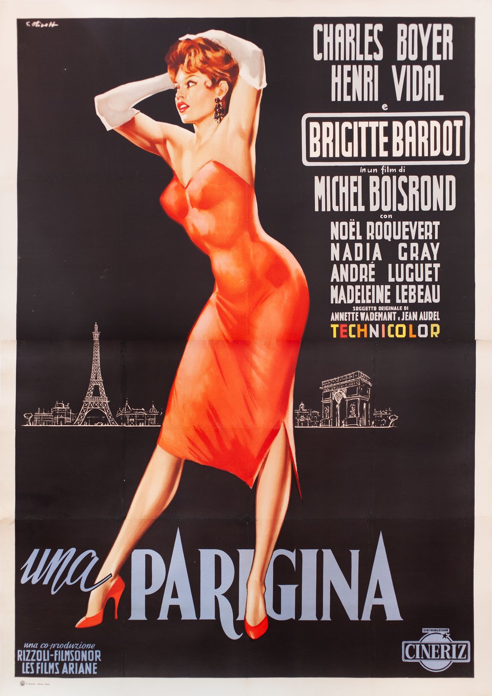 Une parisienne Original 1957 Italian Quattro Foglio Movie Poster