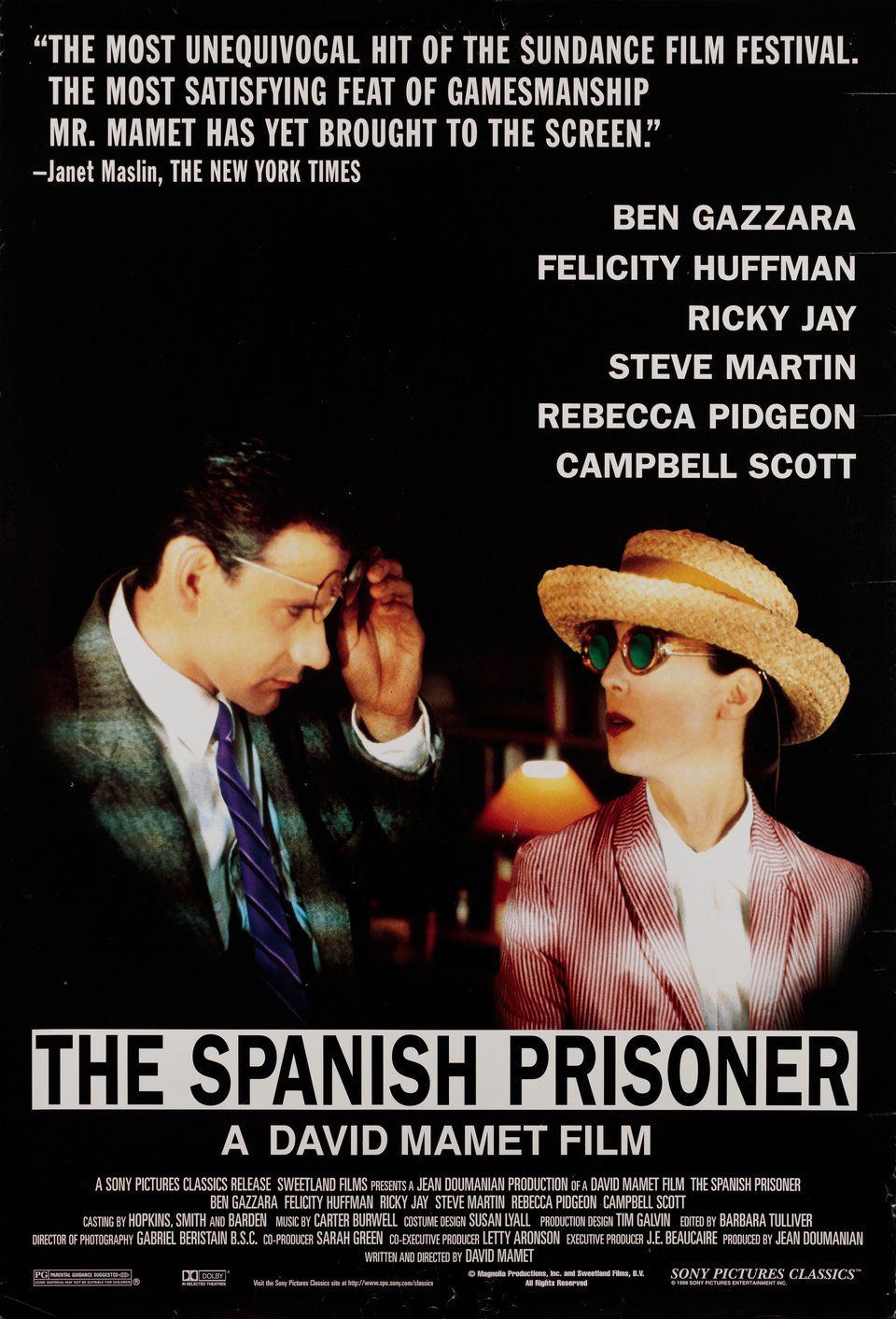 The Spanish Prisoner Original 1998 U.S. One Sheet Movie Poster