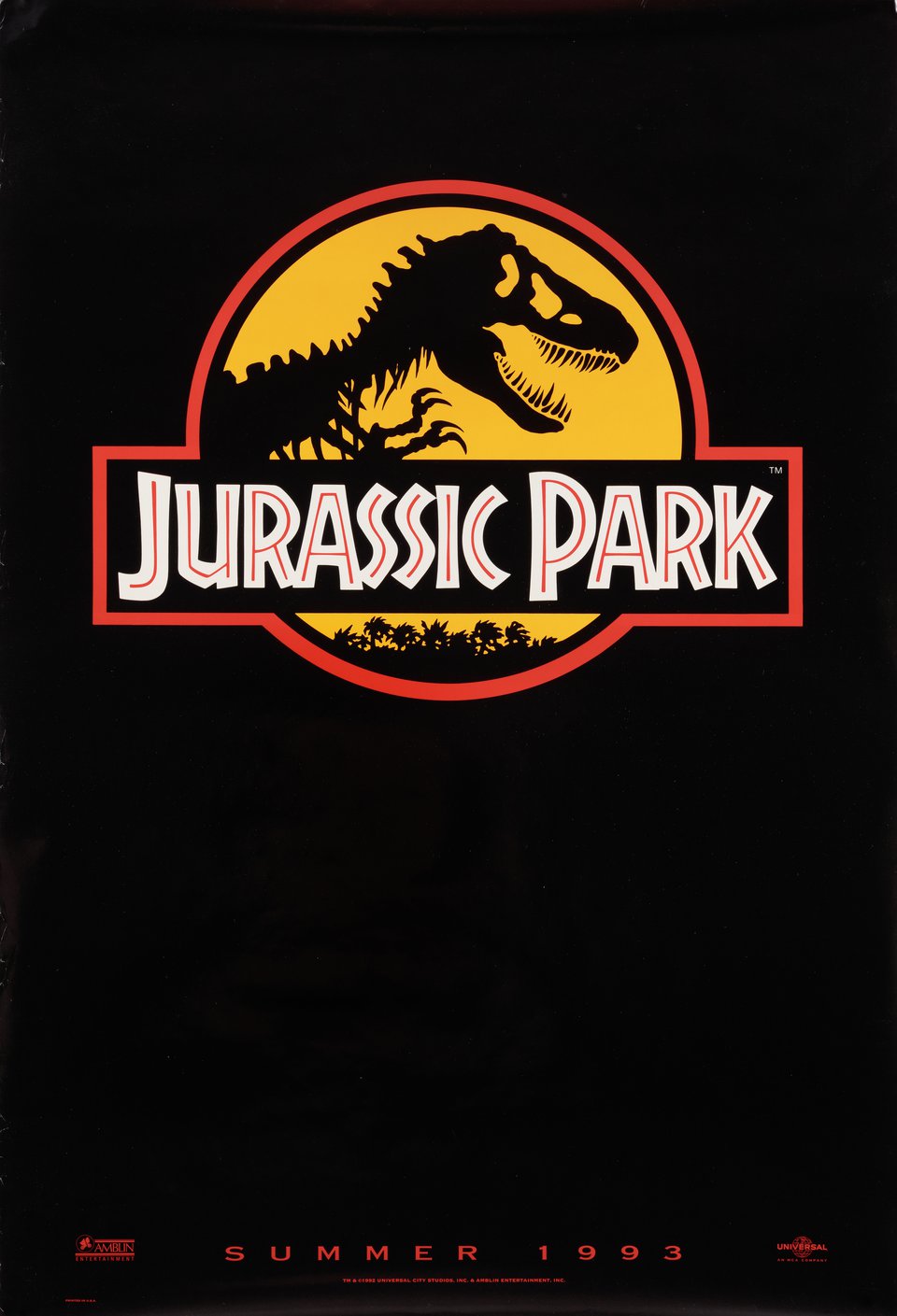 Jurassic Park Original 1993 U.S. One Sheet Movie Poster