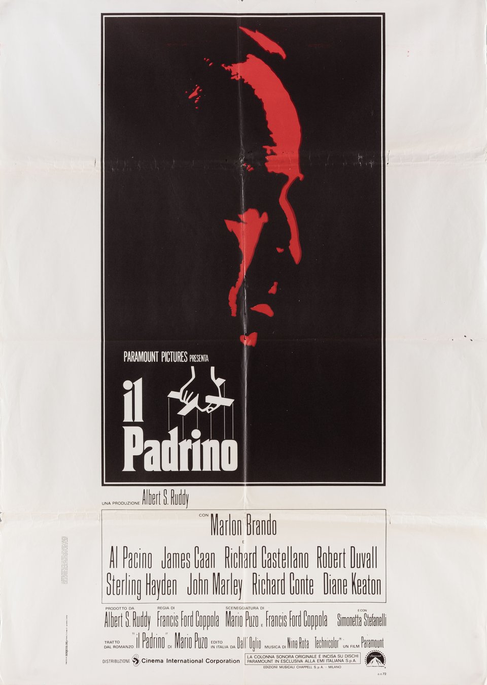 The Godfather Original 1972 Italian Due Foglio Movie Poster