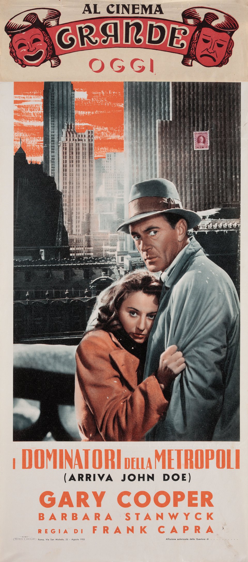 Meet John Doe Original R1955 Italian Locandina Movie Poster