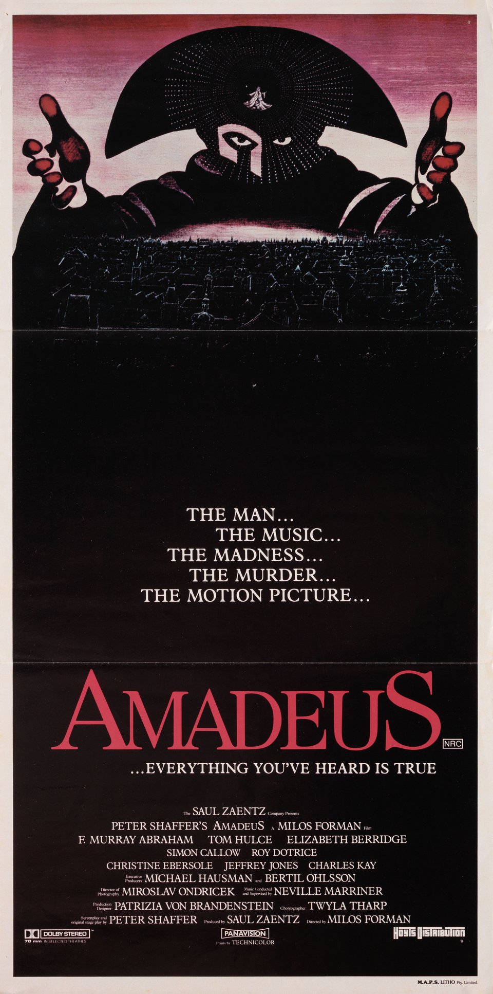 Amadeus Original 1984 Australian Daybill Movie Poster