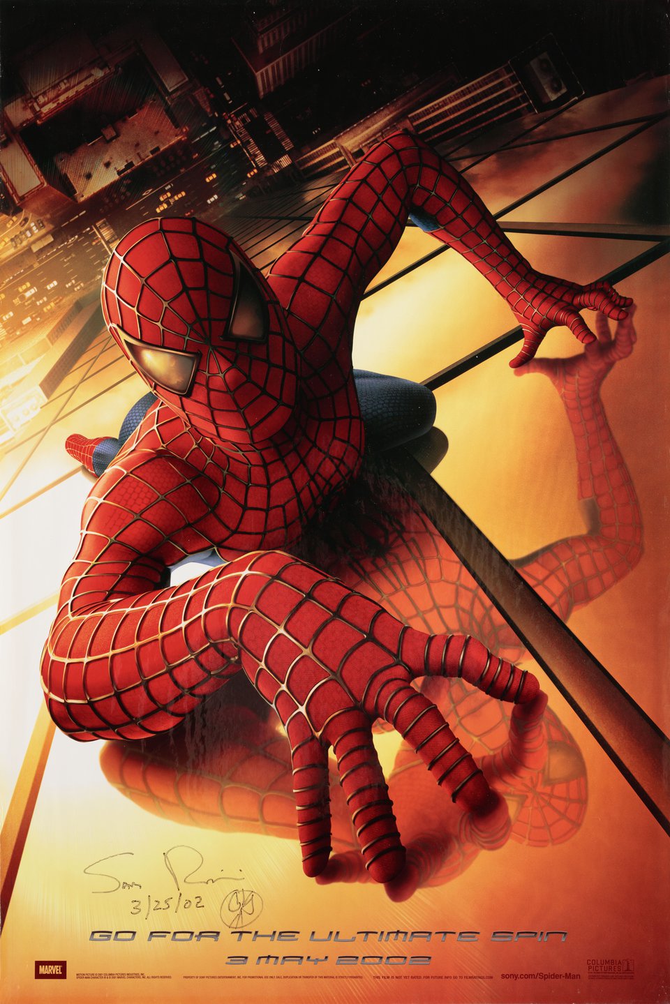 Spider-Man Original 2002 U.S. One Sheet Movie Poster Signed by Sam Raimi