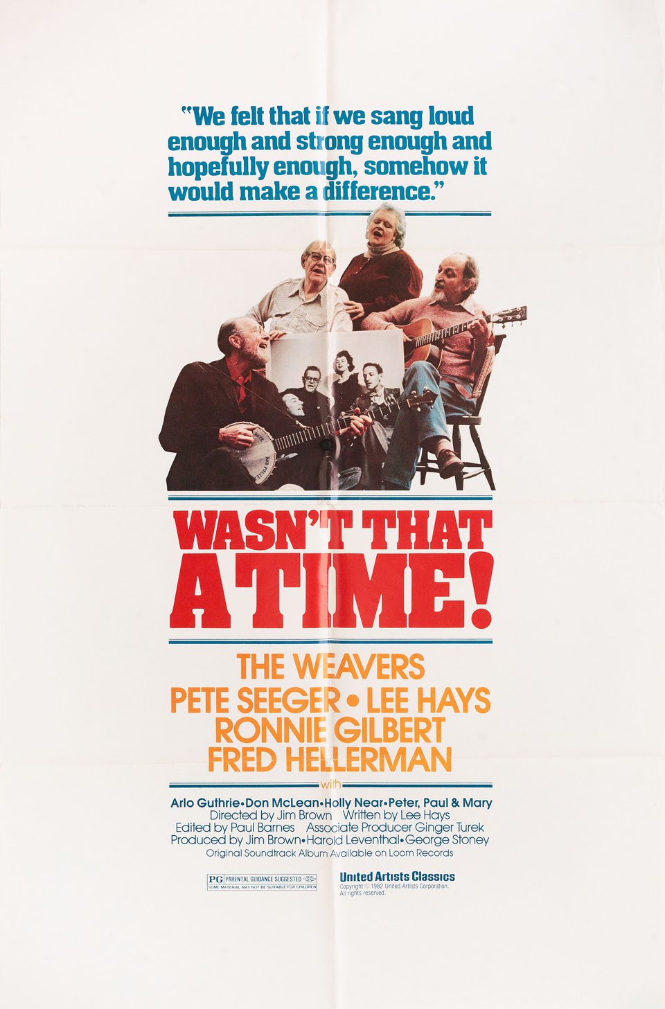 The Weavers: Wasn't That a Time Original 1982 U.S. One Sheet Movie Poster